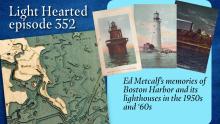 Three old postcards of Boston Harbor lighthouses