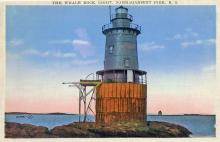 Old postcard of Whale Rock Lighthouse