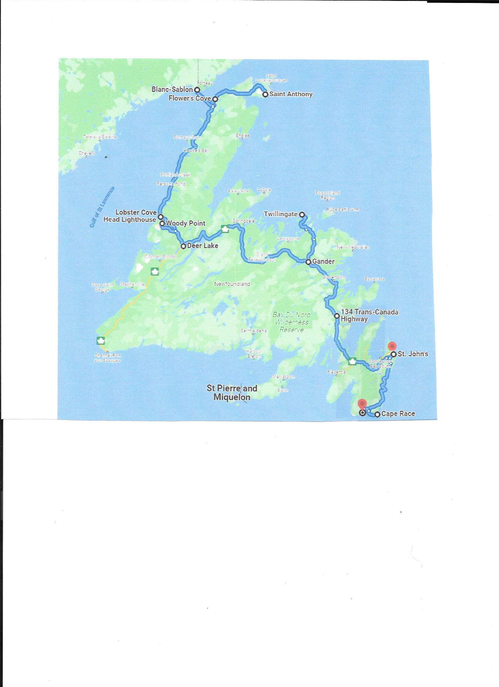 Newfoundland/Labrador route