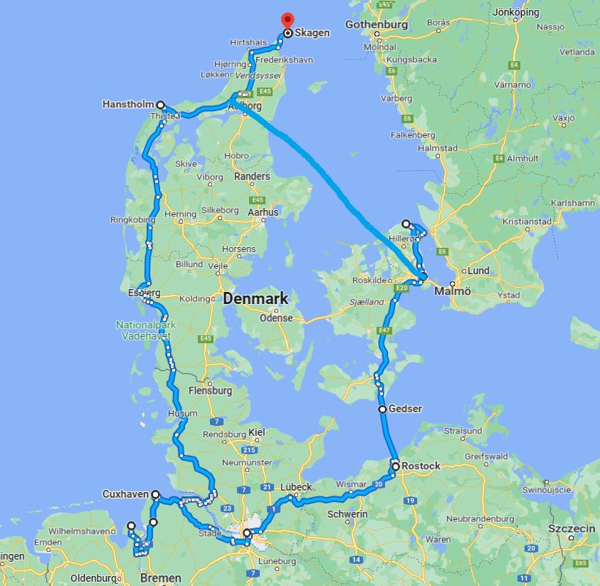 Denmark/Germany 2024 Tour Map